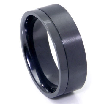 Black Zirconium 8MM Men's Wedding Band Ring