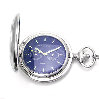 Colibri Blue Pocket Watch Key Ring Set