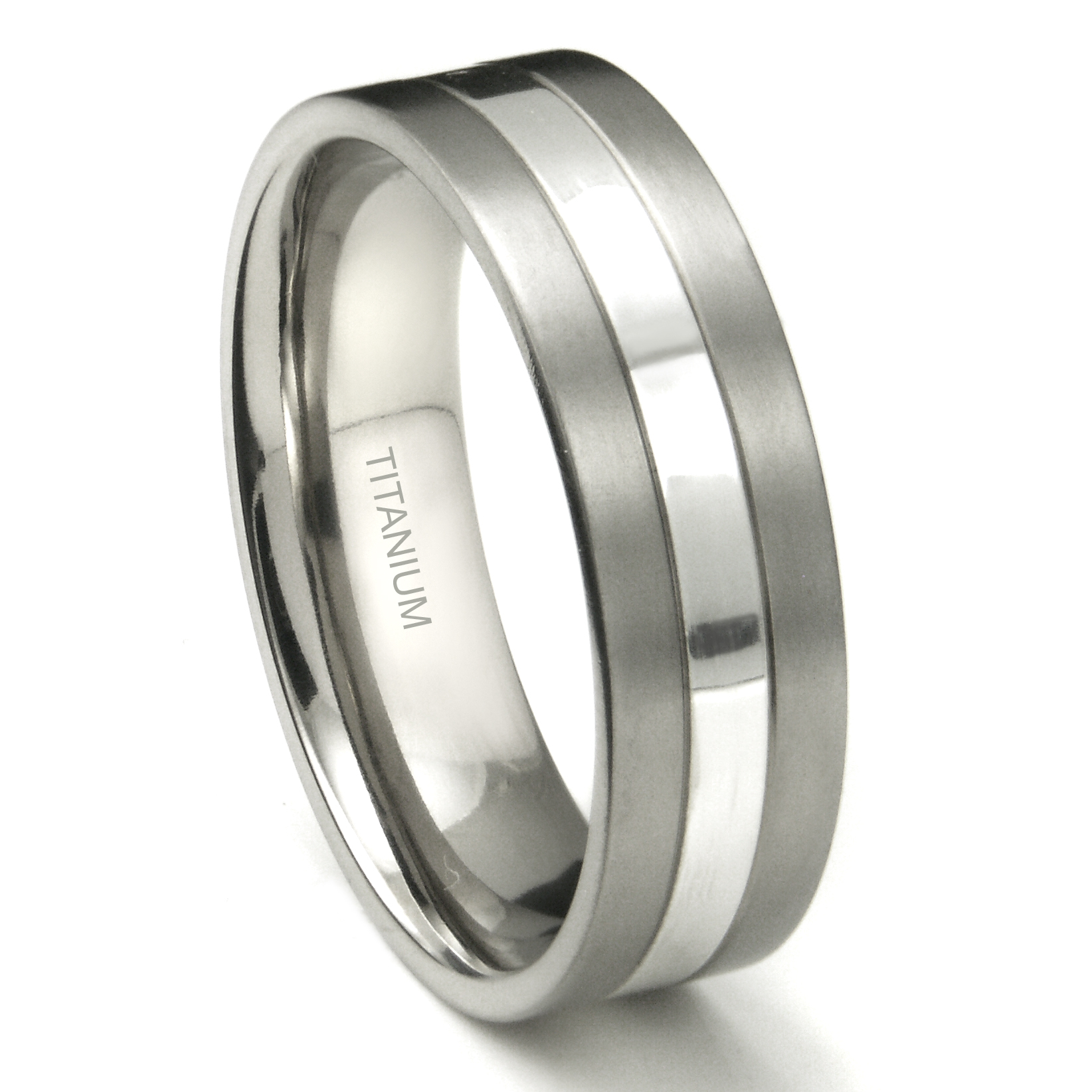 7mm titanium and gold wedding ring