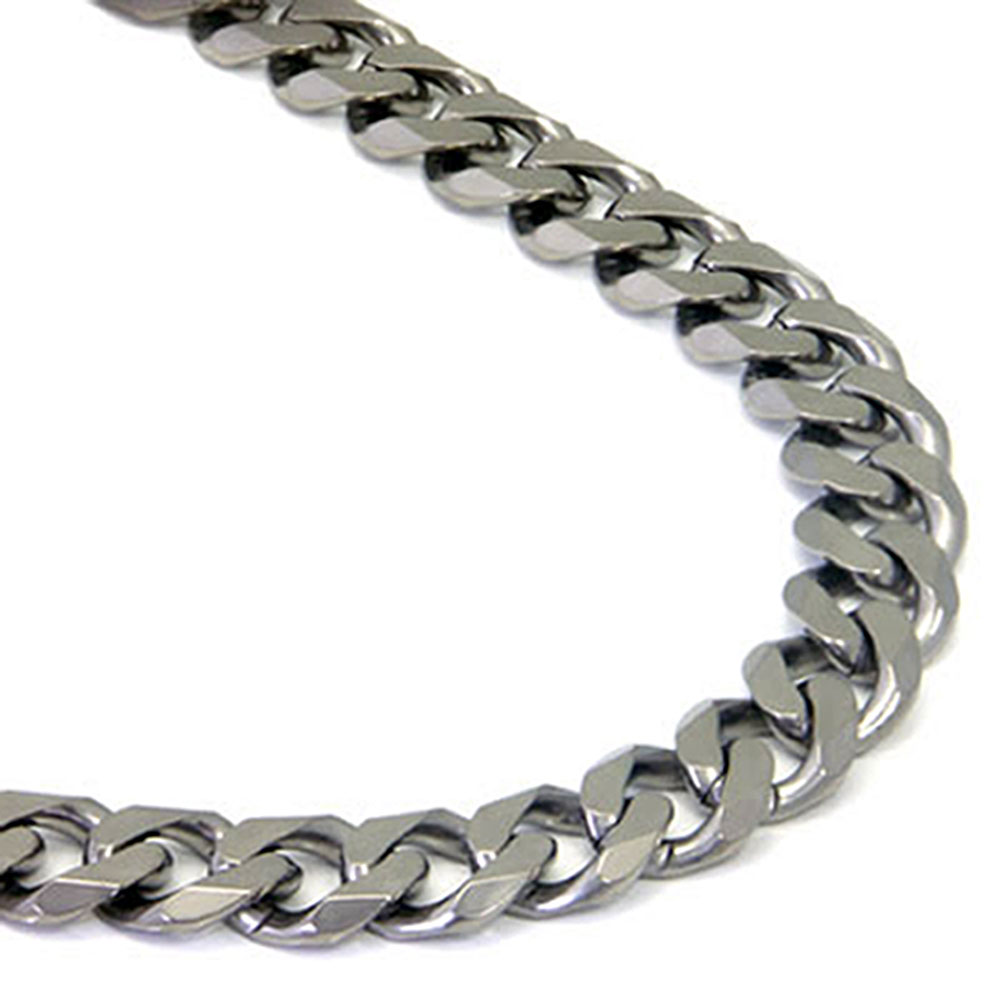 Italian Cut Titanium 10mm Curb Necklace Chain Sz 42