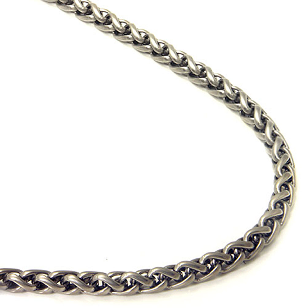 Titanium 4mm Wheat Link Necklace Chain Sz 16