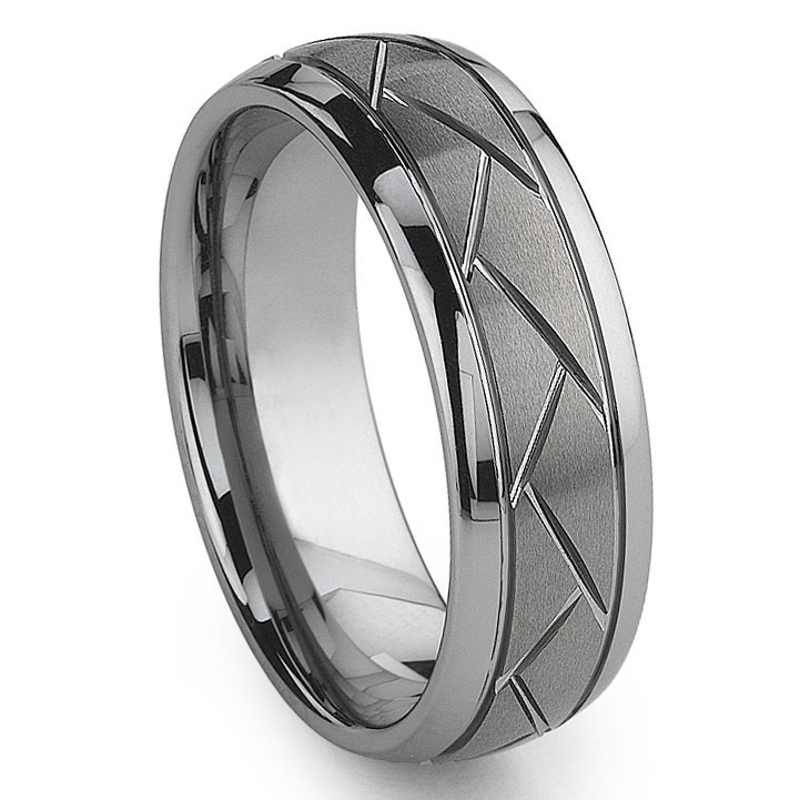 Tungsten Carbide Diamond Cut Groove Newport Wedding Band Ring,triton