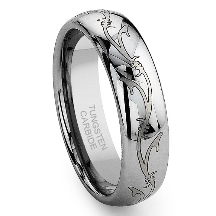 Tungsten Carbide Laser Engraved Vine Celtic Irish Wedding Band Ring