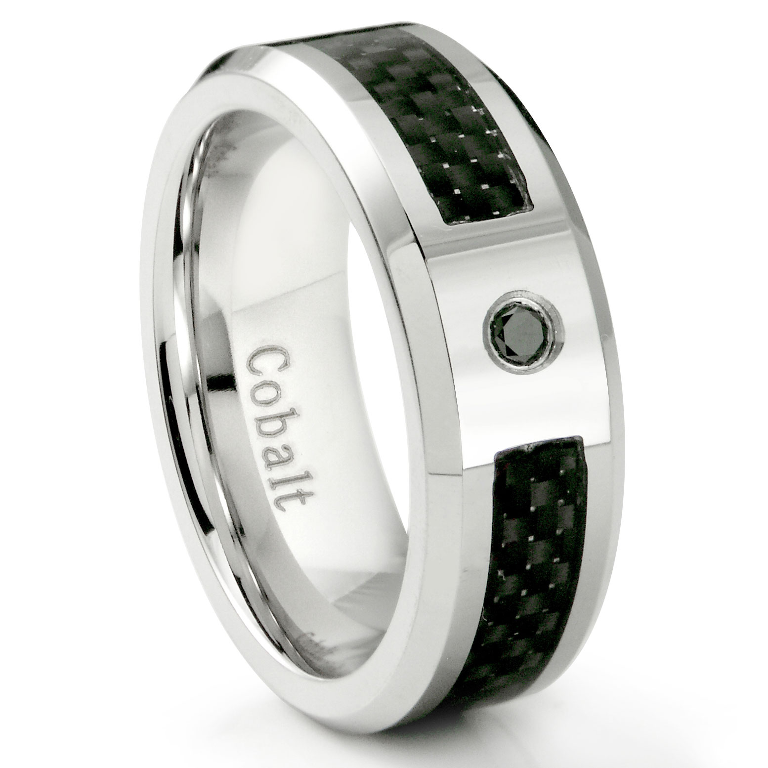 Cobalt Chrome 8MM Black Diamond & Black Carbon Fiber Inlay