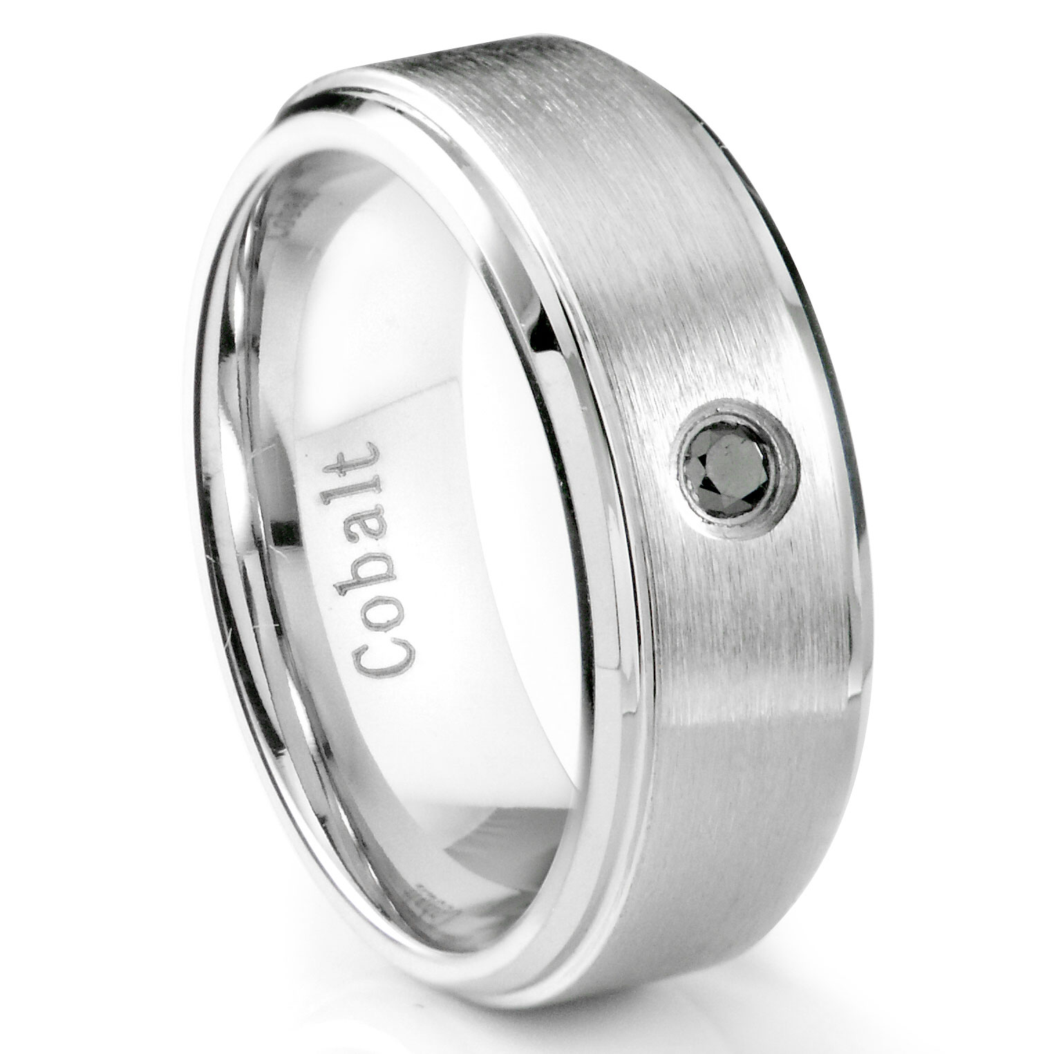Men Cobalt Chrome Wedding Band Dome Step Edges Ring 8mm Size 7.5 to 14.5 