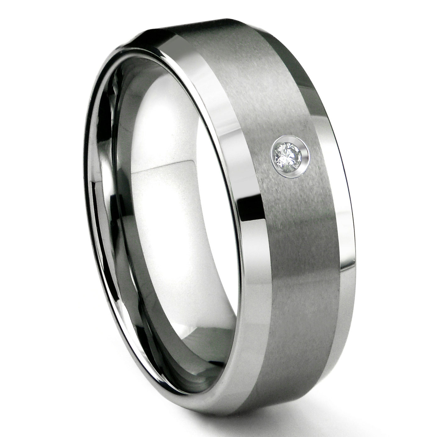 Tungsten Carbide 8MM Satin Finish Beveled Diamond