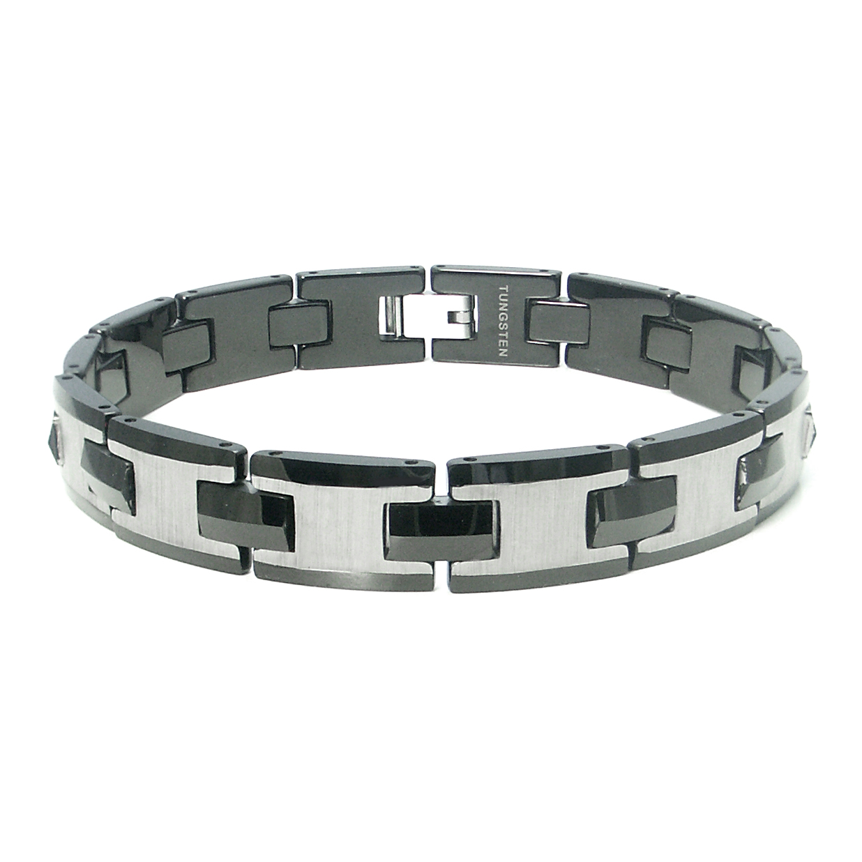 Tungsten Carbide Men's Two Tone Satin Link Bracelet Mens Bracelet Tungsten Carbide Stainless Steel