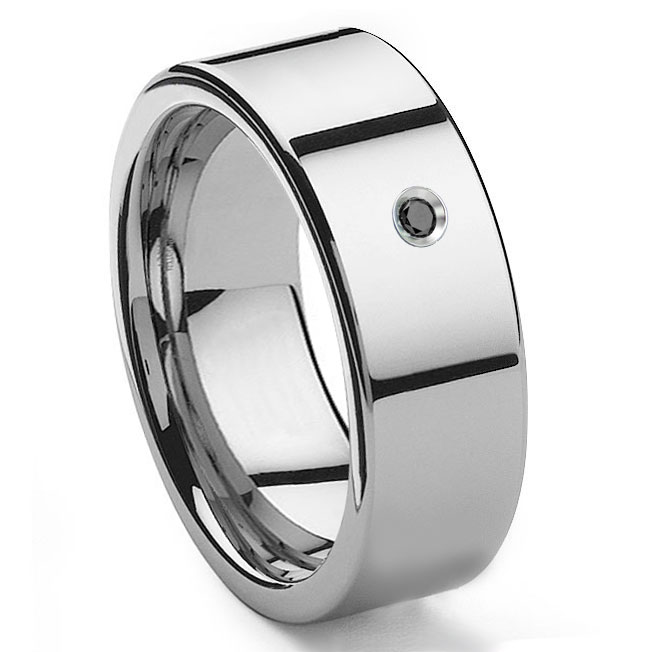 Bishilin Rings Men Punk Highly Polished Round 6.2 Mm Wedding Rings Stainless Steel Size 11 