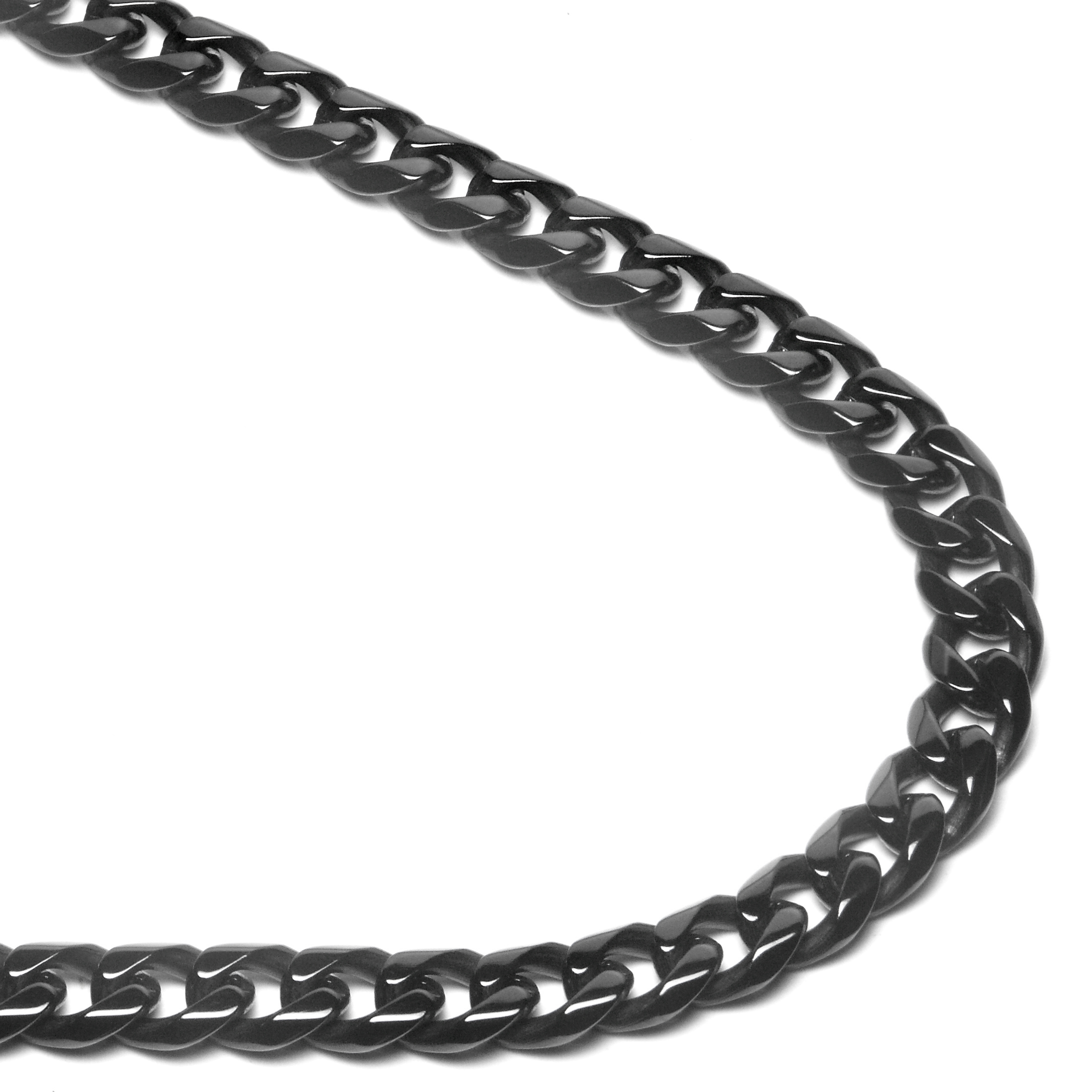 Black Titanium 7mm Curb Necklace Chain Sz 40