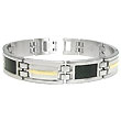 Stainless Steel Carbon Fiber Bracelet w/ Gold Stripe Accent