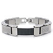 Stainless Steel Carbon Fiber Greek Key Men's Bracelet