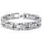 Stainless Steel Link Men's Bracelet w/ Two Tone Screw Accents