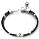 Stainless Steel Rubber Men's Bracelet w/ Braided Leather