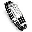Stainless Steel Rubber Men's Cuff Bracelet