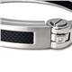 Stainless Steel Carbon Fiber Diamond Cuff Bracelet