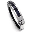 Stainless Steel Carbon Fiber Diamond Cuff Bracelet