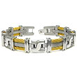 Titanium Double Golden Cable Cross Link Bracelet