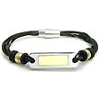 Nitrogen 14K Gold Stainless Steel Rubber Cord Greek Bracelet