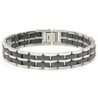 Stainless Steel 2 Row Black Diamond Ceramic Bracelet