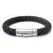 Stainless Steel Brown Braided Leather Men's Bracelet