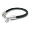 Stainless Steel Black Braided Leather Bracelet