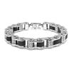 Stainless Steel Bicycle Chain Bracelet with Black Accents