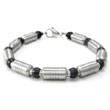 COLIBRI Stainless Steel Barrel Black Titanium Bead Bracelet