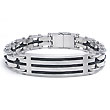 Stainless Steel Black Rope Cable Men's Bracelet