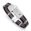 Stainless Steel Rubber Men's Bracelet w/ Braided Leather