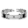 Stainless Steel Carbon Fiber Black Diamond Bracelet