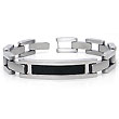 Stainless Steel Carbon Fiber ID Men's Bracelet