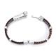 Stainless Steel Rubber Men's Bracelet w/ Double Braided Leather