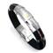 Stainless Steel Rubber Men's Bracelet w/ Braided Leather & Gold Accent