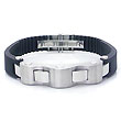 Stainless Steel Rubber Men's Ribbed Bracelet