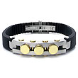 Stainless Steel Rubber Gold Plated Piston Men's Bracelet