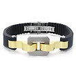 Stainless Steel Rubber Gold Plated Link Men's Bracelet