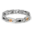 LAMBORGHINI Stainless Steel Carbon Fiber Bracelet w/ Orange Crystals