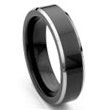 Black Tungsten 6mm Comfort-Fit Beveled Wedding Band Ring