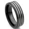 Black Tungsten Carbide Wedding Band Ring w/ 3 Grooves