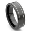 Black Tungsten Carbide Wedding Band with Grooves