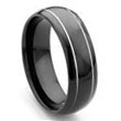 Black Tungsten Carbide Dome Wedding Band Ring w/ Grooves