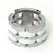 2 Row White Diamond Ceramic Unisex Wedding Ring