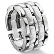 2 Row White Diamond Ceramic Unisex Wedding Ring