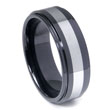 Black Ceramic Tungsten Inlay Wedding Band Ring