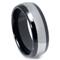 Black Ceramic Tungsten Inlay Dome Wedding Band Ring