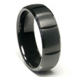 Black Tungsten 8MM Dome Wedding Band Ring w/ horizontal grooves