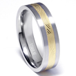 Titanium Golden Inlay with Wave Pattern Wedding Ring