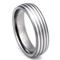 Titanium 4 Stripe Silver Inlay Wedding Dome Ring