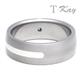 Titanium Silver Inlay Diamond  Dome Ring