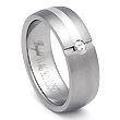 Titanium Silver Inlay Diamond  Dome Ring